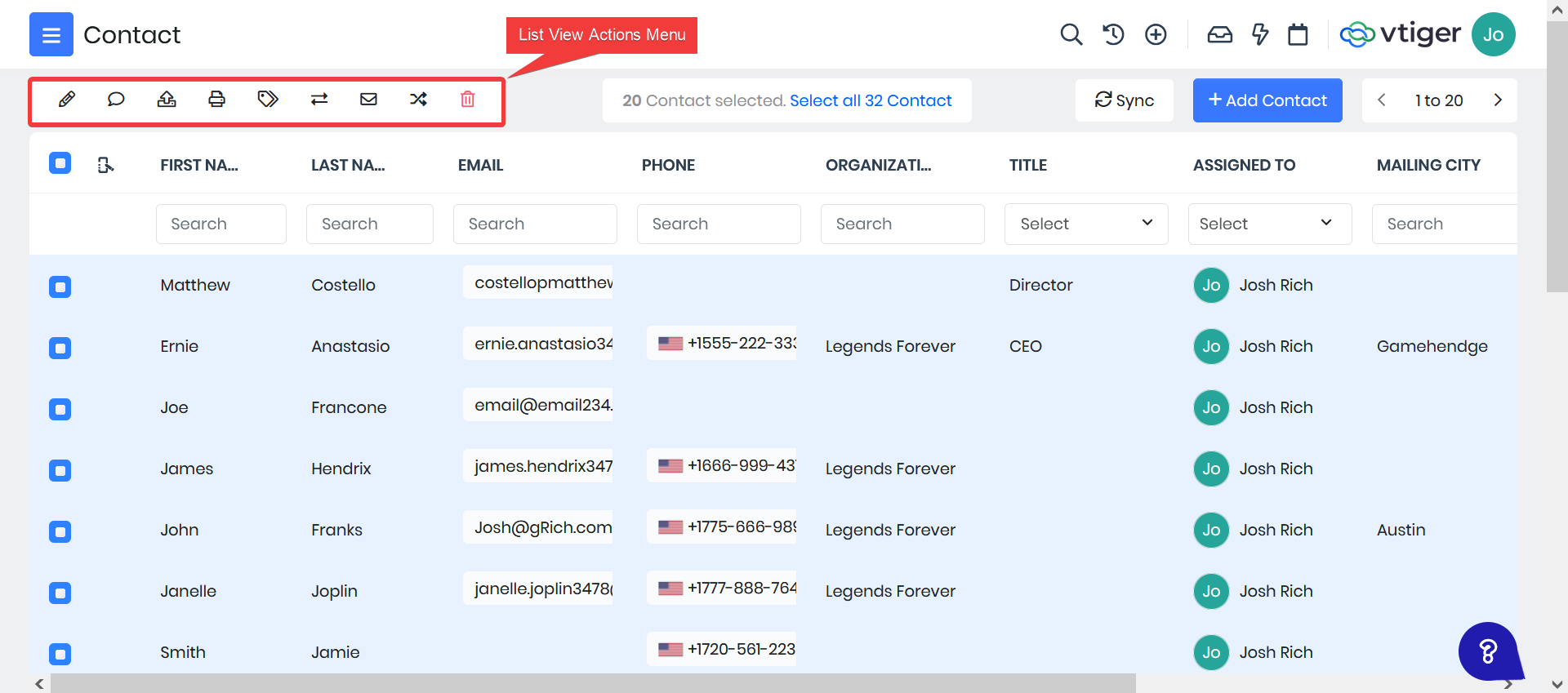 Big Little Things - List View Actions - Vtiger CRM Blog