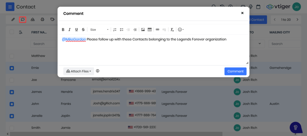 List View Comment