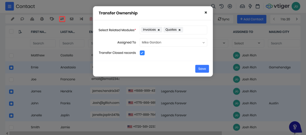 List View Transfer Ownership