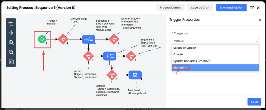 Proces Designer blog - Afbeelding 3 Handmatige trigger